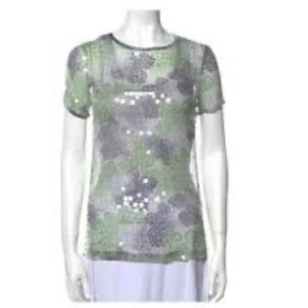 Tory Burch size small floral and clear sequin top.